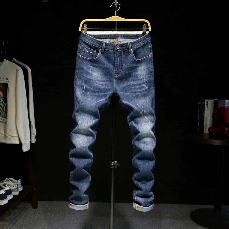 Осенние джинсы мужские облегающие брюки мужские корейские стильные трендовые осенние и зимние универсальные ковбойские брюки модные