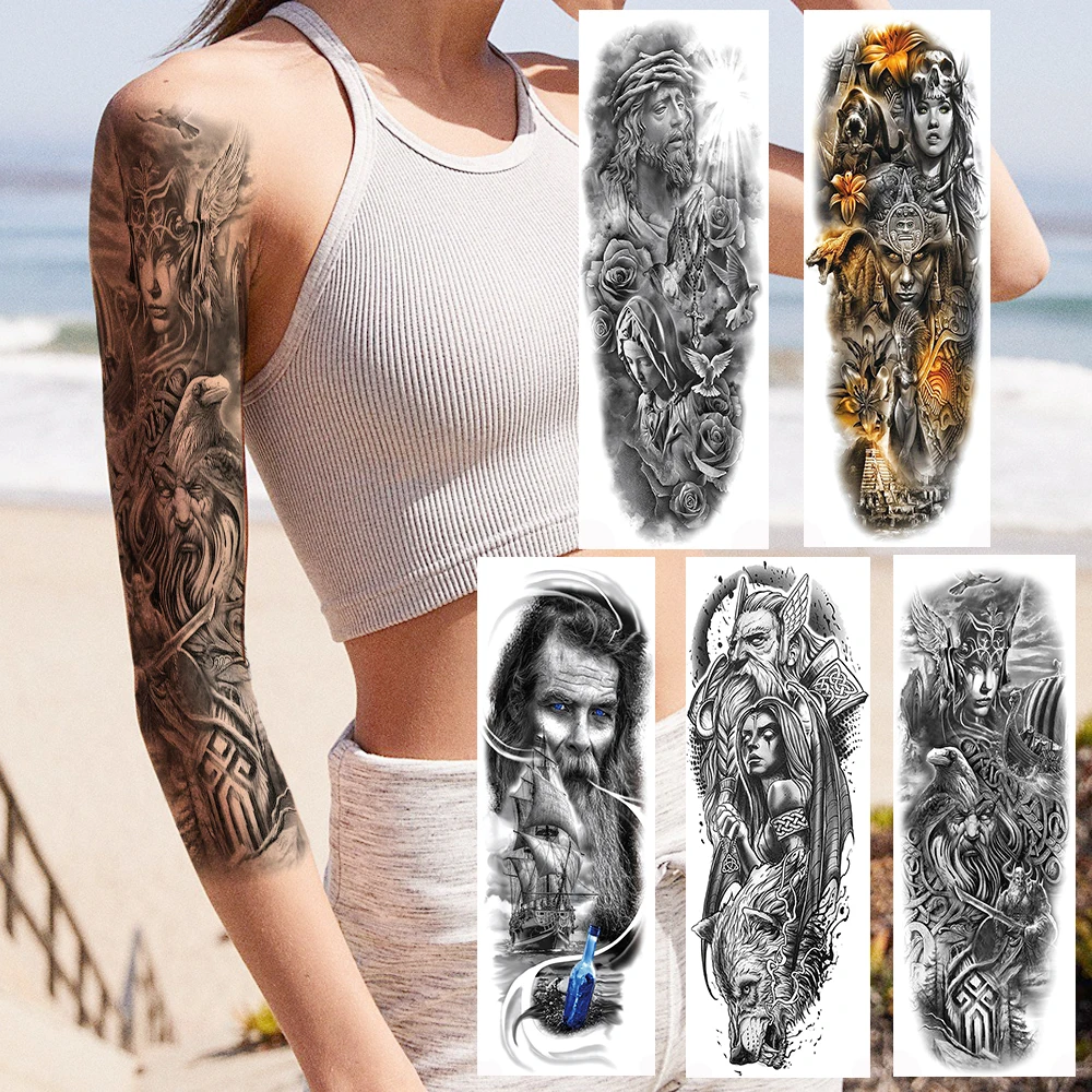 Столкновение Титанов полная рука татуировки Временные Греция Рыцарь Воин боди