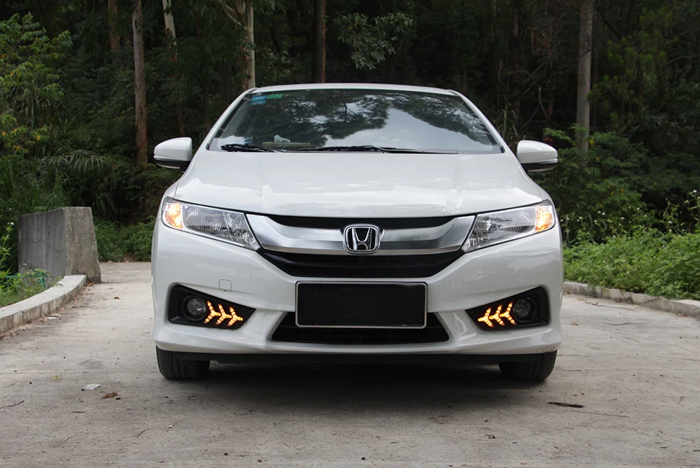 3 цвета СВЕТОДИОДНЫЙ DRL Дневной светильник для Honda City дневной ходовой светильник 3Y противотуманная фара с динамическим последовательный сигнал поворота