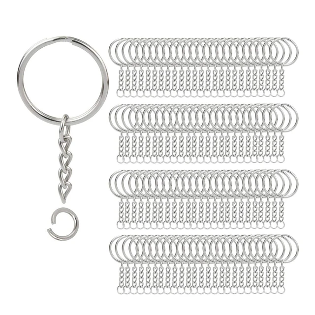 200Pcs Split Key Chain Rings with Chain Silver Key Ring and Open Jump Rings  Bulk for