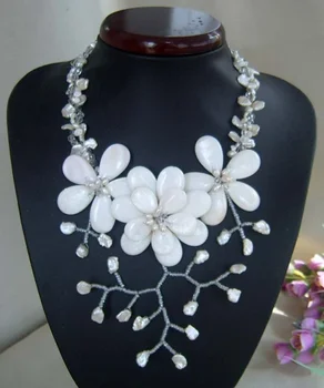 

Summer Necklace Holiday Party Beaded Jewelry Pearl Wired Flower With Reborn Keshi MOP Quartz