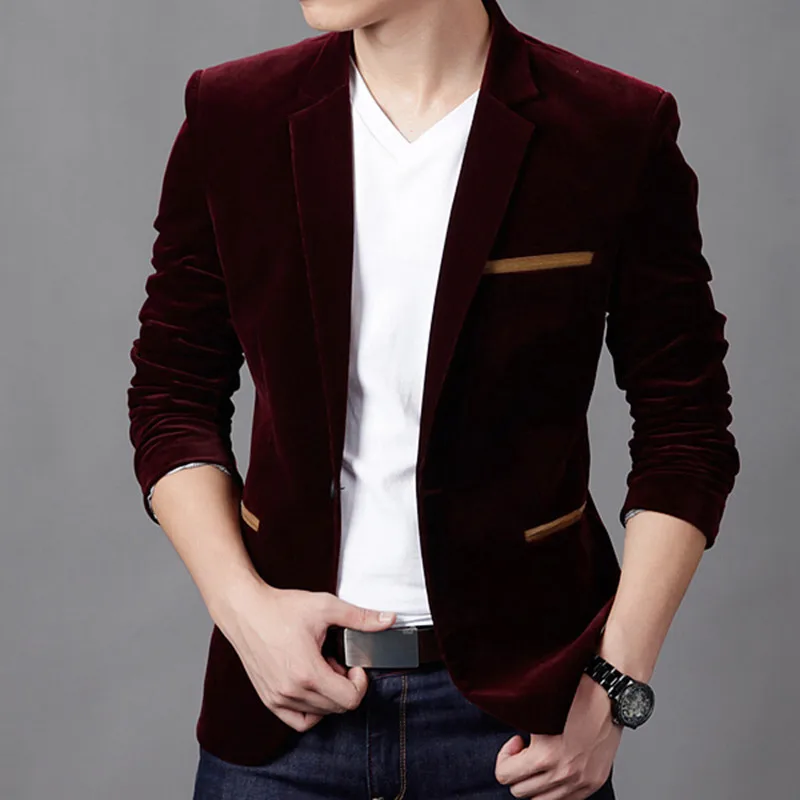 Men Suit Jacket Autum Velvet Wedding Dress Coat Mens Blazer Jacket