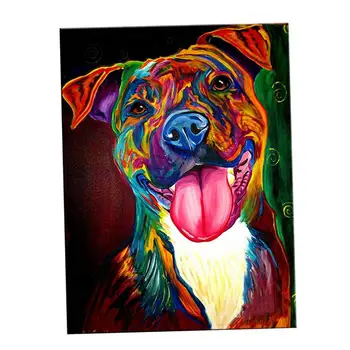 

5D Diy Diamond Painting Cross Ctitch Kits Diamond Mosaic Embroidery Colorful Dog Animals Painting Round Drill Gift