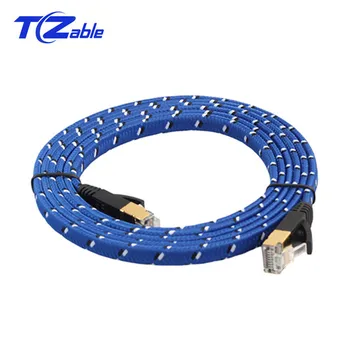 

Cat7 Ethernet Cable rj 45 Flat Lan Cable With Braid UTP Networking Cables RJ45 10Gbps Bandwidth 600Mhz for Modem Router Laptop