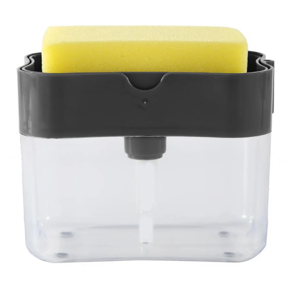 

2-in-1 Pump Soap Dispenser Sponge Caddy For Home Kitchen Scrubber Holder Case