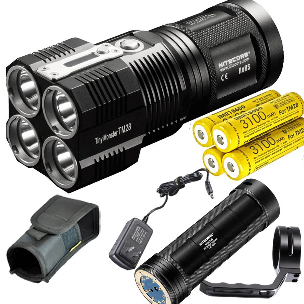 Перезаряжаемый модный фонарь NITECORE TM28 4 * CREE XHP35 HI LED max 6000 люмен прожектор 8 режимов