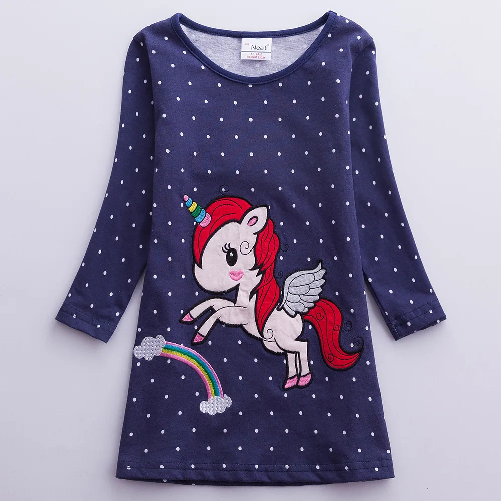 Spring 2019 Toddler Girls Dress Cotton Unicorn Kids Dresses for Girl Party Long Sleeve Children Cartoon Vestidos Costume | Детская