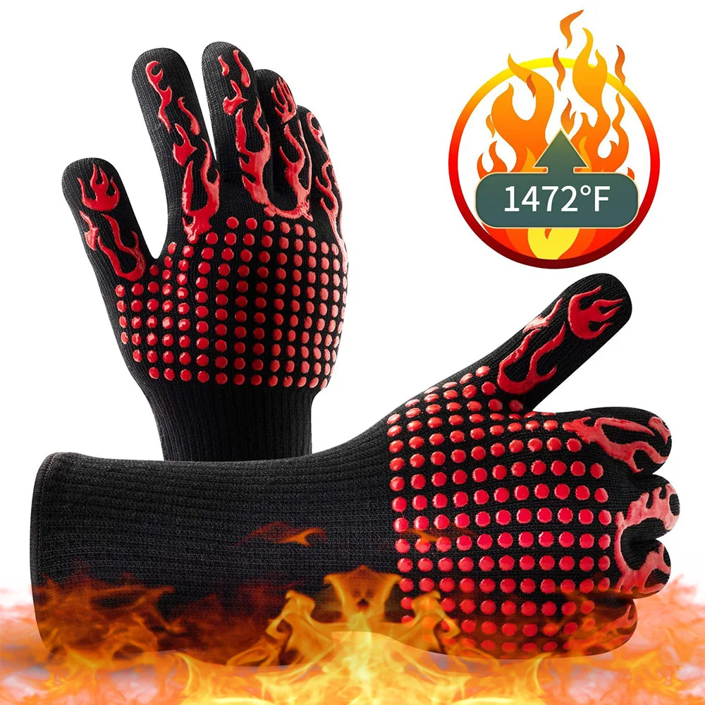 

Multifunctional BBQ Grill Gloves Heat Resistant GMG New Material 1472℉ Silicone Non-Slip Cooking Baking Barbecue Oven Gloves