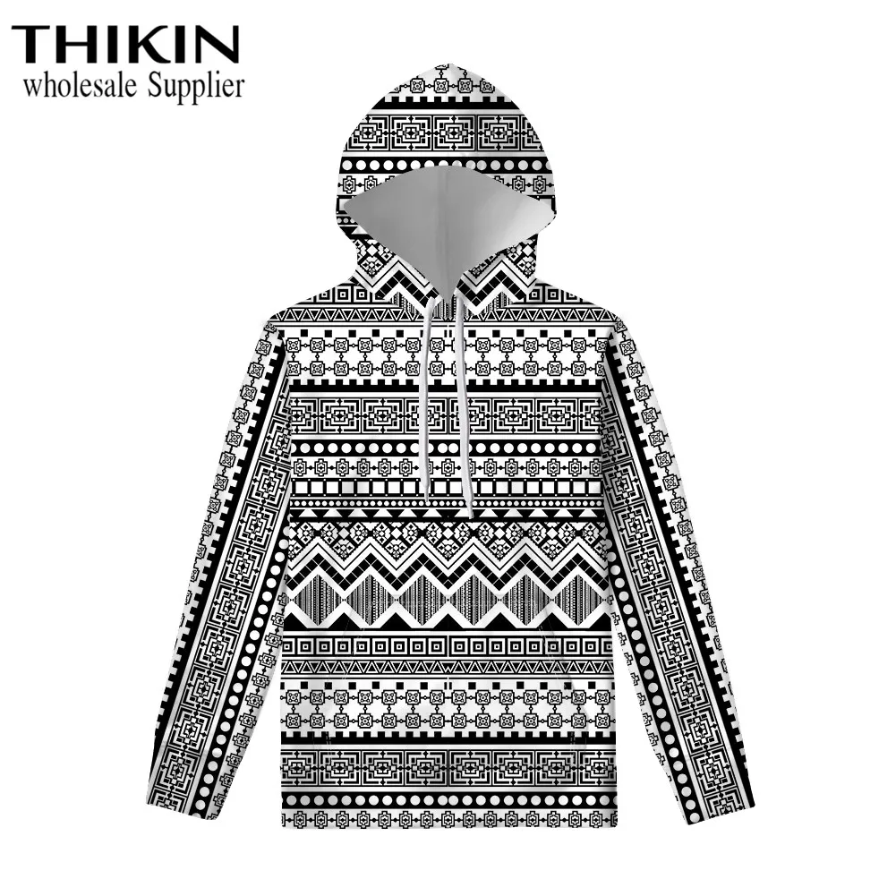 as picture THIKIN Boho этнический стиль дизайн модные толстовки женские Топы Зимняя одежда для девочек уличная одежда с принтом спортивный костюм с капюшоном - Цвет: as picture