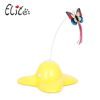 

Electric pet cat toy game tracking toy, plastic seat inserted with elastic butterfly funny cat stick