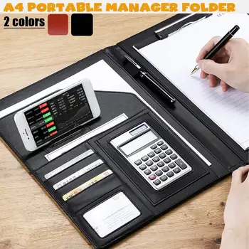 

A4 PU Leather Folder Job Executive Multi-function Office Organizer Planner Notebook School Office Folder for Documents
