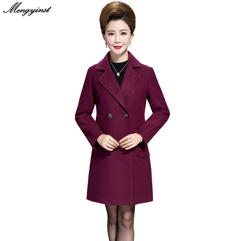 

Woolen Coat For Women 2020 Winter New Female Casual Turn-down Collar Double Breasted High Quality Mother Wool Blend Long Outwear
