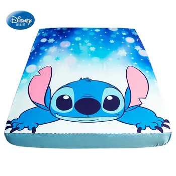 

Disney Lilo and Stitch Mattress Cover Single Size Bed Fitted Sheet For Kids Bedroom Decor Queen Sheet With Elastic Band Blue Boy