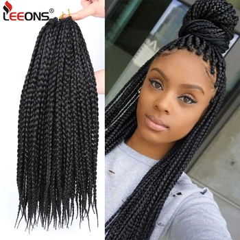 

Leeons Best Quality Box Braids Hair Long Synthetic Box Braid Hair Crochet Braiding Hairs Extensions Black Women Daily Wear