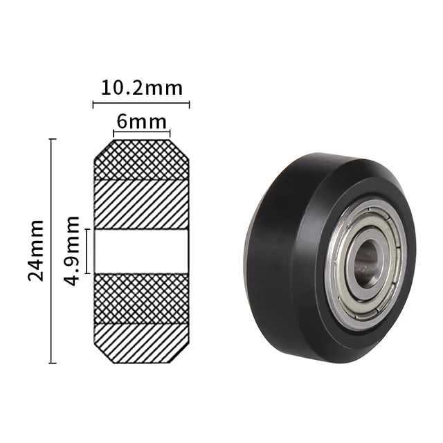 MEGA 10SETS POM Pulley Bore 5mm Wheel V slot Ball Bearing 625RS 625ZZ 3D Printer Parts CNC Transparent Polycarbonate Openbuilds Black Big with 625ZZ
