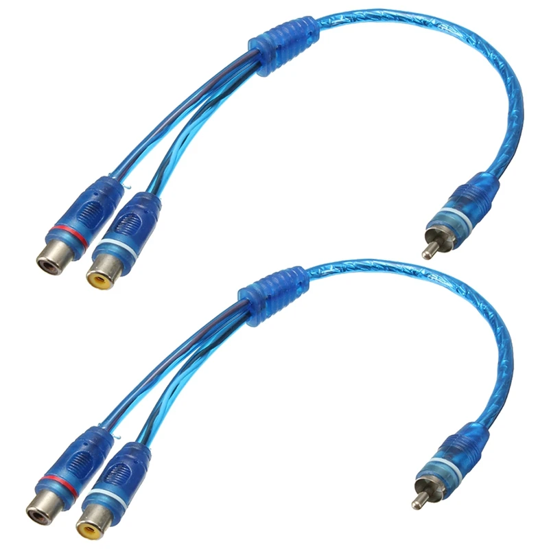 2x RCA Phono Y Splitter Lead Adapter Cable 1 Male To 2 Female Car Connector 30cm | Электроника