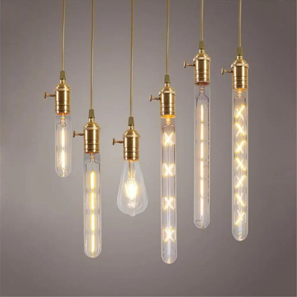 Vintage Filament LED Edison Bulb 2W 3W 4W 5W 6W 7W 8W E27 Decorative Long Tubular Lamp Industrial Light Retro Screw Tube Bulb 100 240v 6000k led filament light bulb 110v 120v 6500k tubular edison bulbs t10 t185 t225 t30 t300 long tube 4w 6w 8w led bulb