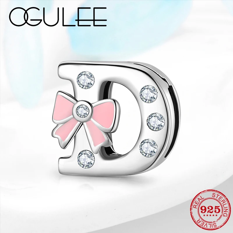 

Original 925 Sterling Silver Lucky Clips Beads Letter D Charm fit Reflection Women Watch Bracelets Silver 925 Jewelry Making