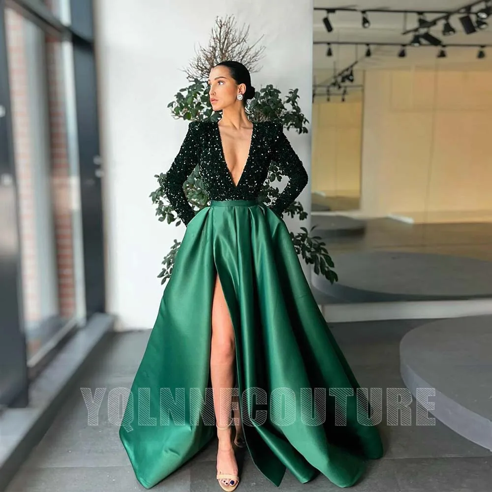 Yqlnne Sparkling Emerald Green Sequins 