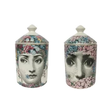 

Human Face Candle Holder Flower Candles Jar Retro Lady Portrait Storage Bin Ceramic Caft Home Decoration Jewerlly Storage Box