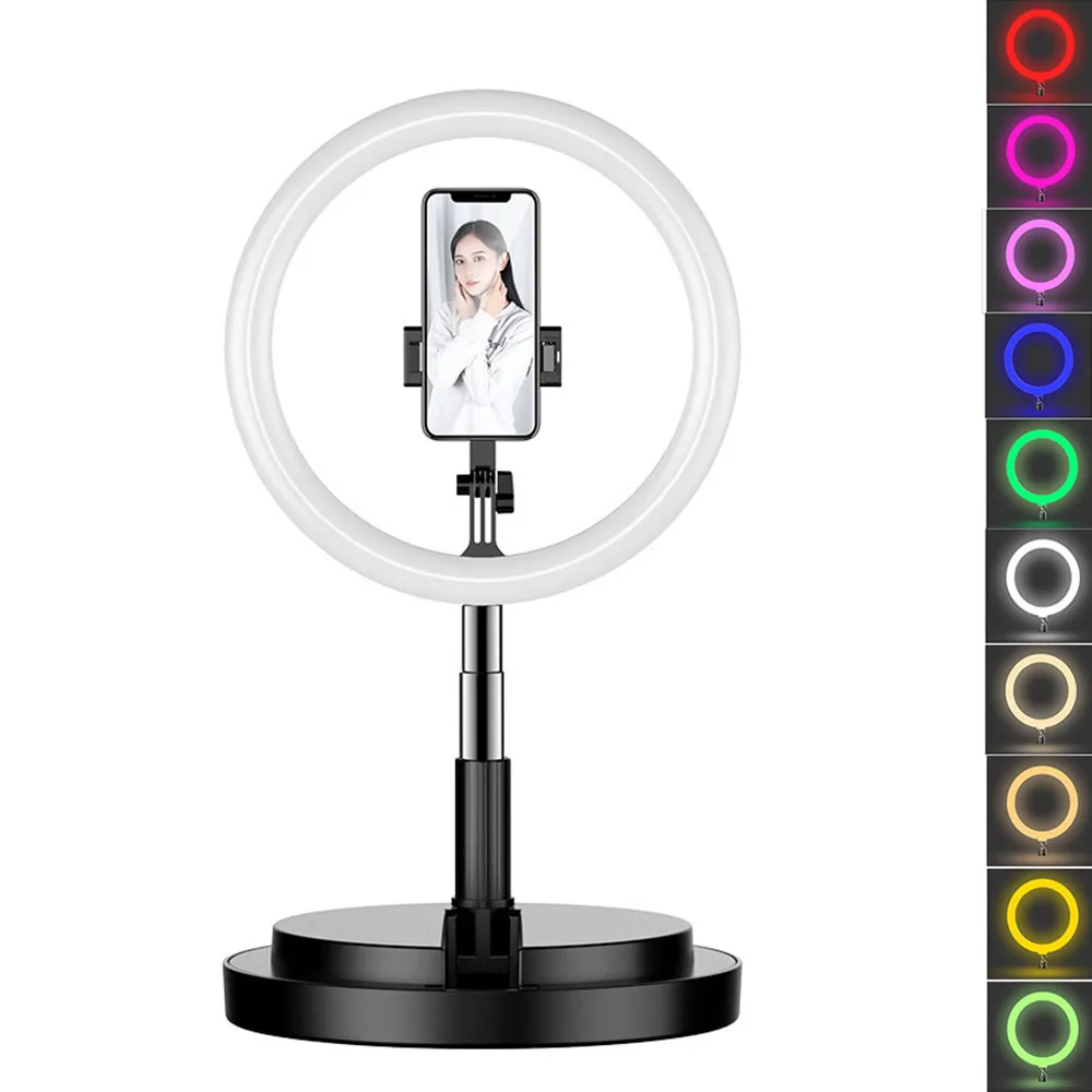 

10" Desktop LED Selfie Ring Light RGB USB Ring Light for Makeup YouTube Photography Mobile Live Broadcast