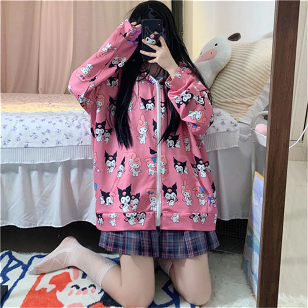 teddy bear hoodie 2021 Autumn Cartoon Sweatshirt Female Harajuku Streetwear Cute Zipper Hoodies Women Anime Teens Pullover Oversized Tops Hoodie fox racing hooded shirts & tops