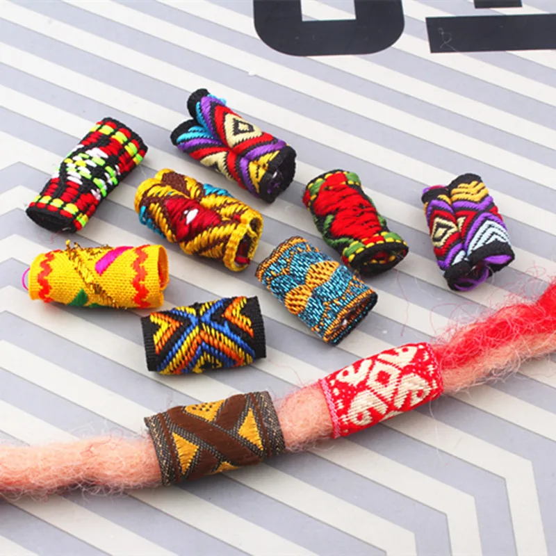 10Pcs/Lot mix fabric hair braid dread dreadlock beads rings tube approx 8-12mm hole 4