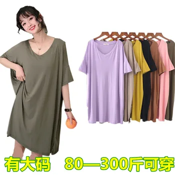 

WOMEN'S Dress Europe And America Short Sleeve WOMEN'S Dress Large Size Dress Fat Mm2019 Summer Wear Fat Woman