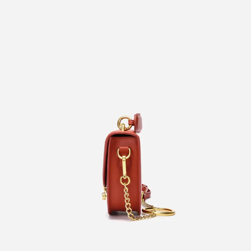

Genuine Leather Handbag 2019 New Style Korean-style Circular Ring Lock Shoulder Bag Cowhide Saddle Bag
