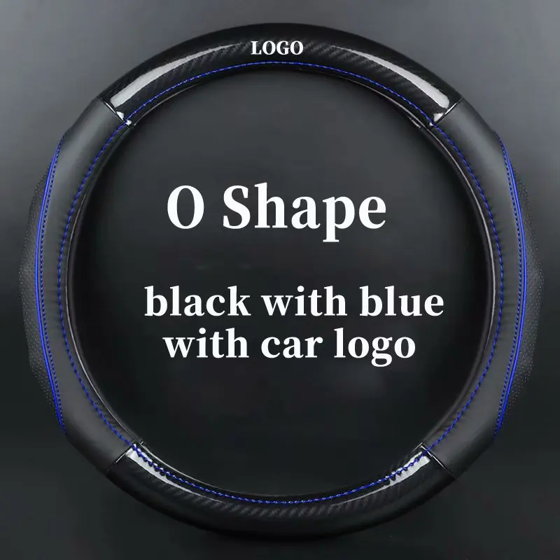 Чехлы на руль из натуральной кожи для Renault Clio Kadjar kapptur Koleos Scenic Espace Fluence Megane Laguna Talisman Captur - Название цвета: O-blue with logo