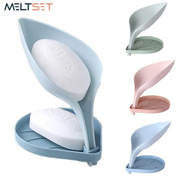 

Portable Soap Dishes Leaf Shape Soap Box Container Non-slip Bathroom Soap Holder Tray Kitchen Sponge Holder Bathroom Supplies