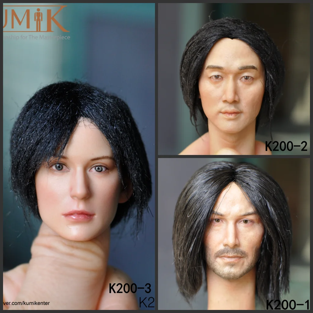 Кумик 1/6 K200-1 азиатская голова с корнем волос версия для 12 дюймов Фигурка DIY