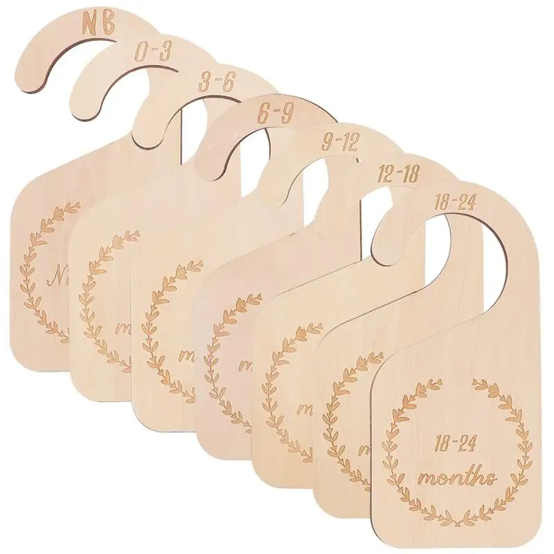 7Pcs Wooden Baby Closet Divider Cloth Organizer Nursery Infant Wardrobe