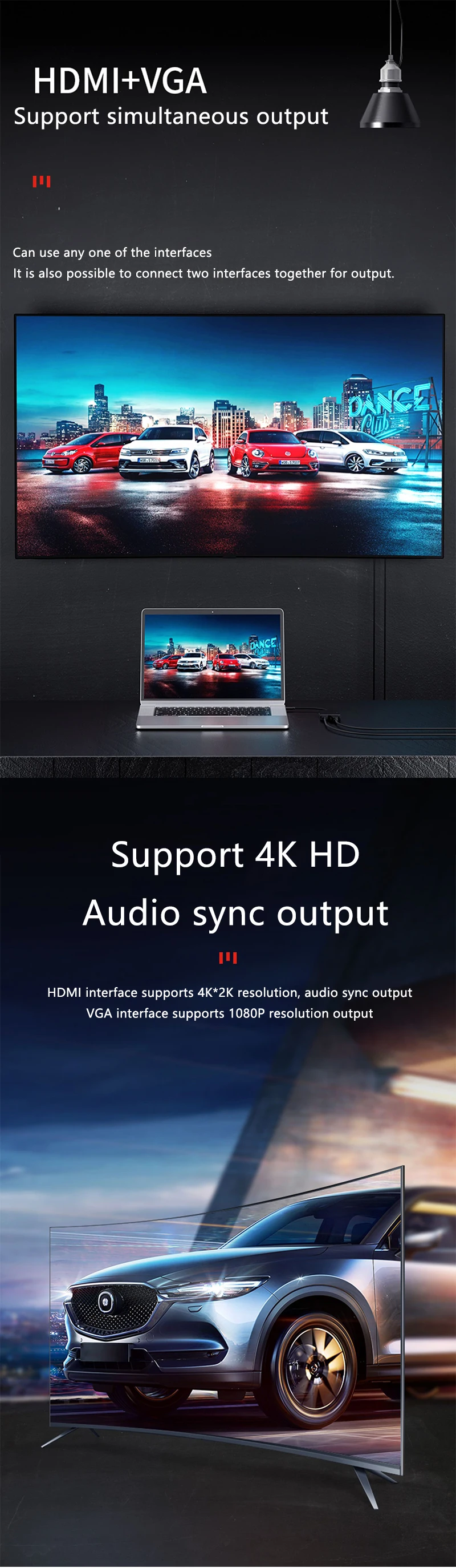 6 в 1 USB C концентратор к USB 3,0 HDMI 4K VGA для MacBook Pro Xiaomi Asus lenovo ноутбук huawei mate 10 20 mate book type C устройства C120