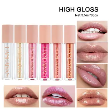 

6 Colors Liquid Lipstick Polarized Shiny Lip Gloss Waterproof Makeup Glaze Chameleon Bright Flash Pearlescent Bright Lip Stain
