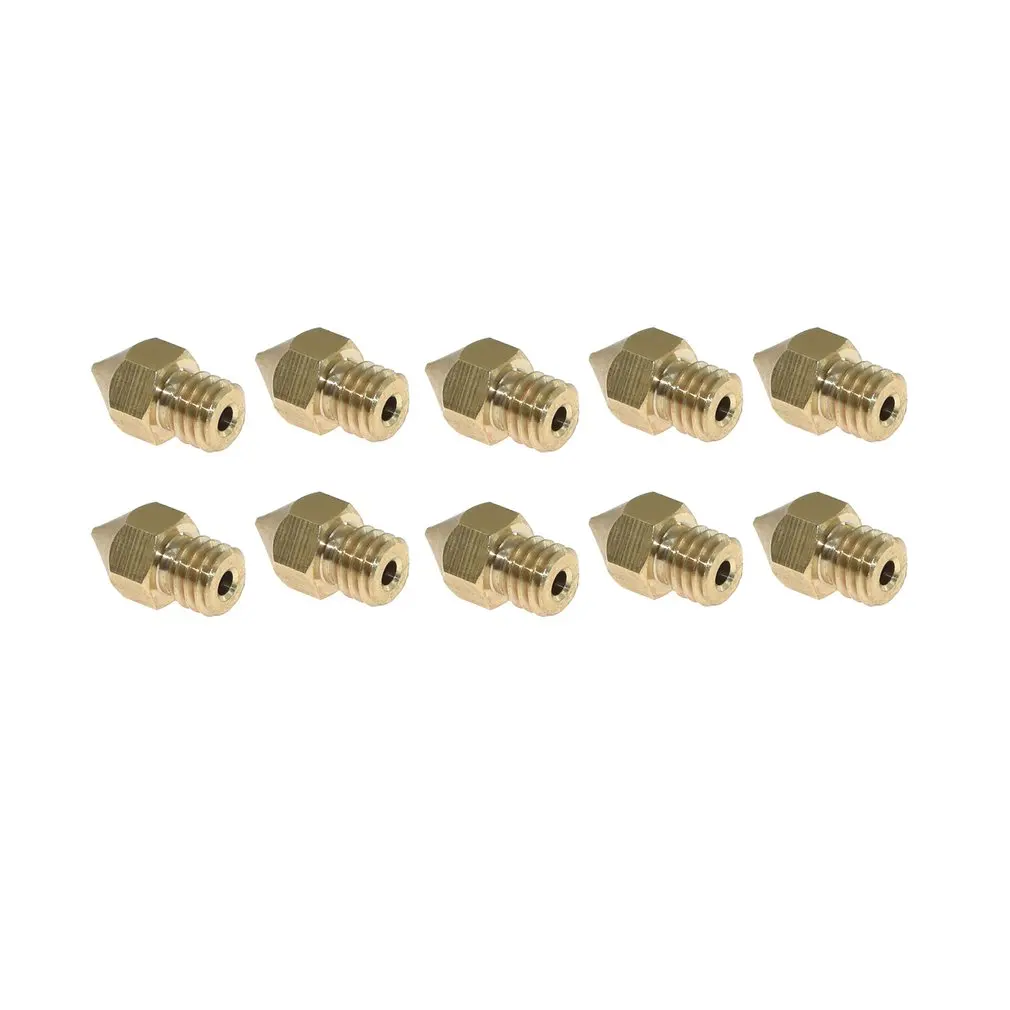 

10Pcs MK7 MK8 Nozzle Extruder Threaded 0.2/0.3/0.4/0.5/0.6/0.8/1.0mm For 1.75mm Filamnet Head CR-10 Ender 3 3D Printer