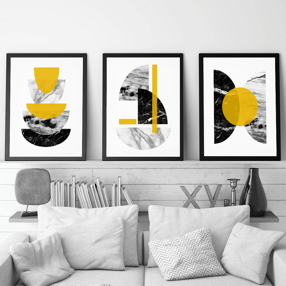 Abstract Geometry Poster Mustard Yellow Art Wall Art Canvas Painting Nordic Pictures Aesthetics Prints Living Room Home Decor