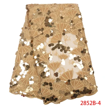 

Velvet Lace Fabric for Dresses Latest Nigerian French Tulle Lace Fabric High Quality African Sequins Lace Fabric 5yard QF2852B-4