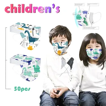 

Dinosaur cartoon facemask for kids Protection Disposable Breathable Masks 3 Ply Unisex mask for face mouth EarLoop Mascarilla