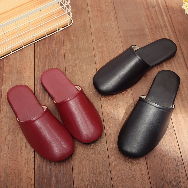 

Sheepskin Couple's Autumn/Spring Home Slippers Japan Style Genuine Leather Anti-Slip Indoor Slippers for Men and Women