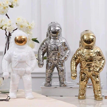 

Ceramics Astronaut Figurines Sculpture Spaceman Statue Cosmonaut Model Living Room Desktop Vase Household Ornament Decorations