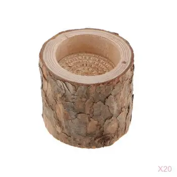 

5cm Natural Wood Tree Branch Wooden Candle Holder Handmade Candlesticks for Home Wedding Party Decoration, Set of 20