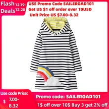 SAILEROAD Радуга Вышивка для девочек с капюшоном Платье для детей Верхняя одежда Осень Зима Дети с длинным рукавом с капюшоном Платья