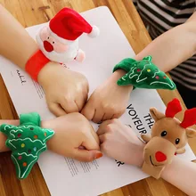 Christmas Slap Bracelets Cartoons Snap Bracelet Wrist Band Santa Claus Elk Xmas Party Favors for Kids,4 Pcs
