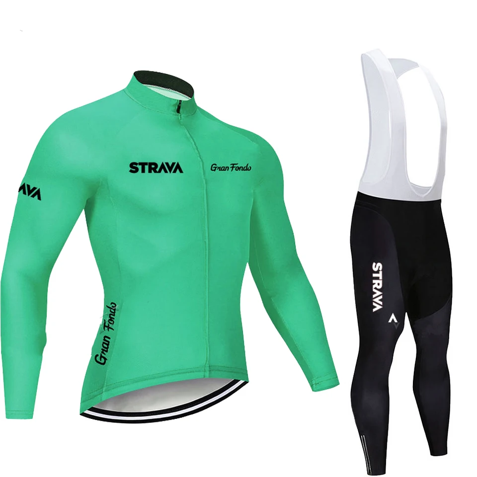 STRAVA Pro Team, комплект из Джерси с длинным рукавом для велоспорта, комбинезон, Ropa Ciclismo, одежда для велоспорта, MTB велосипед, Джерси, Униформа, мужская одежда - Цвет: Long Cycling set