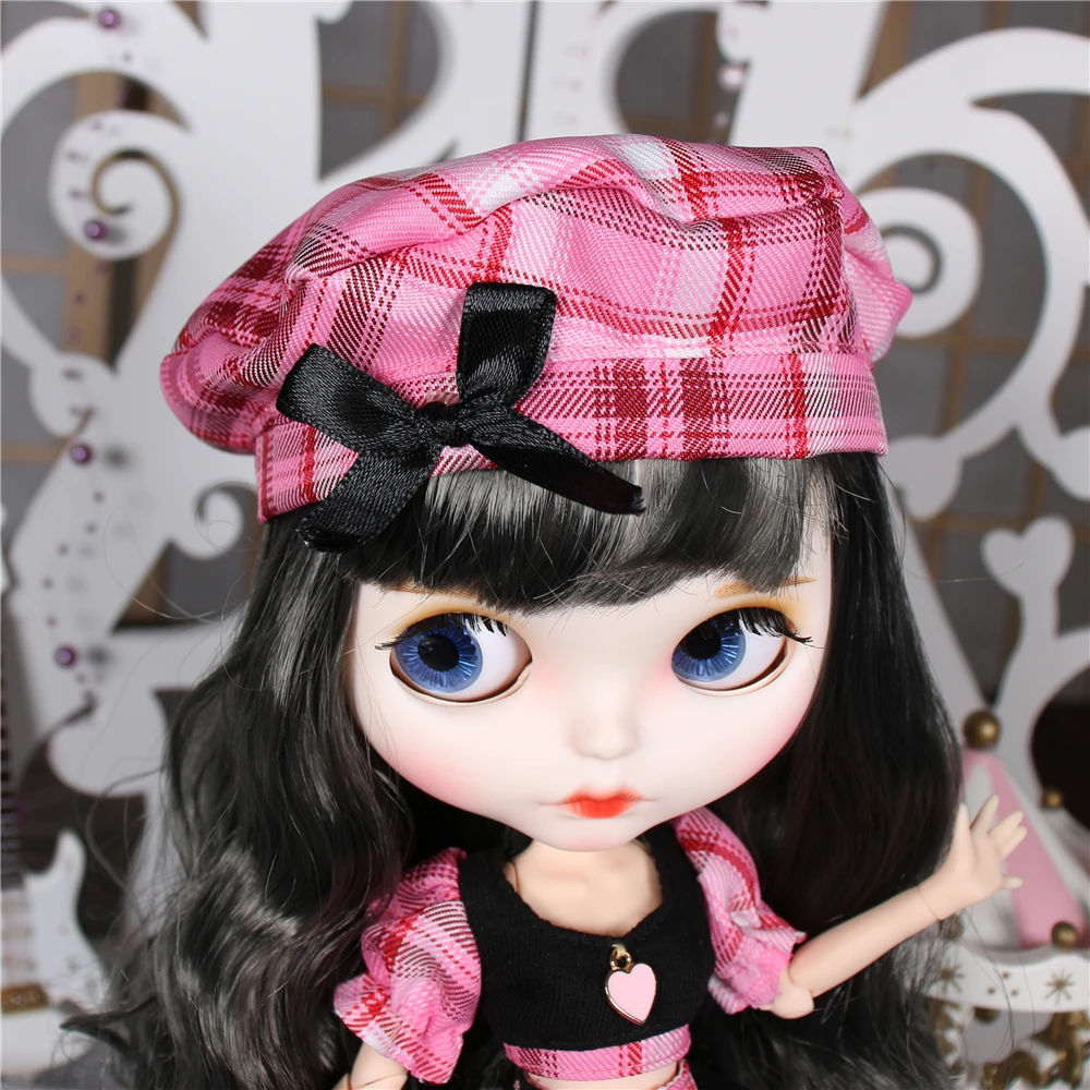 Doll Clothes ICY DBS Blyth Doll Clothes Pink Dress Berets Plaid Skirt Anime Suit