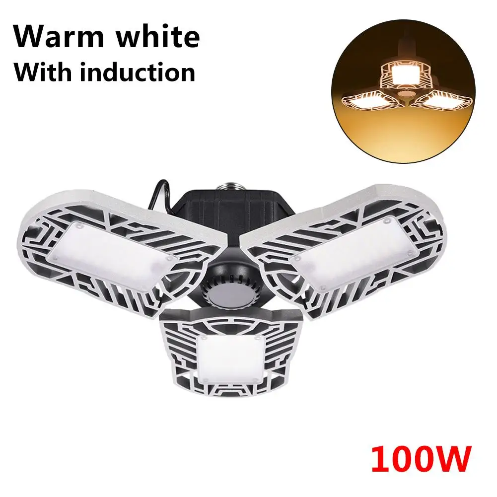 Sensor Silver 3000K 100 Вт E27 деформируемый потолочный светильник AC85-165V 2835 Светодиодный датчик движения светодиодный светильник для гаража для заводской мастерской склад подвал - Цвет: Sensor Silver 3000K
