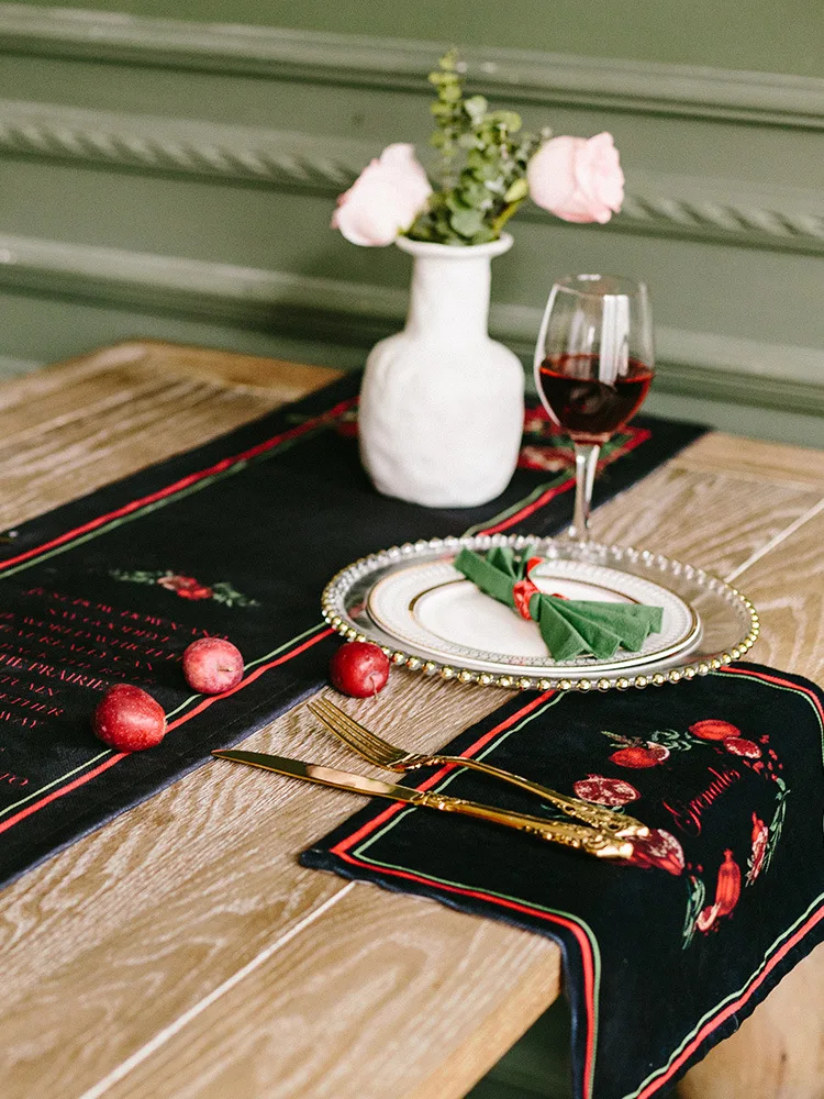 Американский Ретро Красный Черный гранат водонепроницаемый Скатерть Роскошные замшевые настольная дорожка лучшее украшение дома