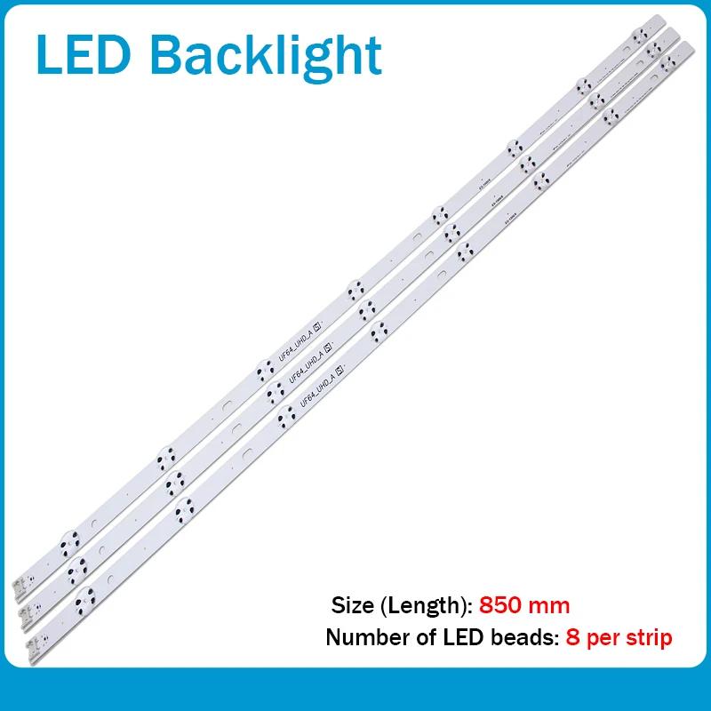 (Novo kit) 3 pçs 8led 850mm tira de luz de fundo led para lg HC430DGN-SLNX1 43uf6400 43uf640v 43uf6407 43uh610v 43uh619v