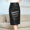 Women 2022 Black Leather Skirt Women Midi Sexy High Waist Bodycon Split Skirt Office Lady Pencil Skirts Puls Size ► Photo 2/6